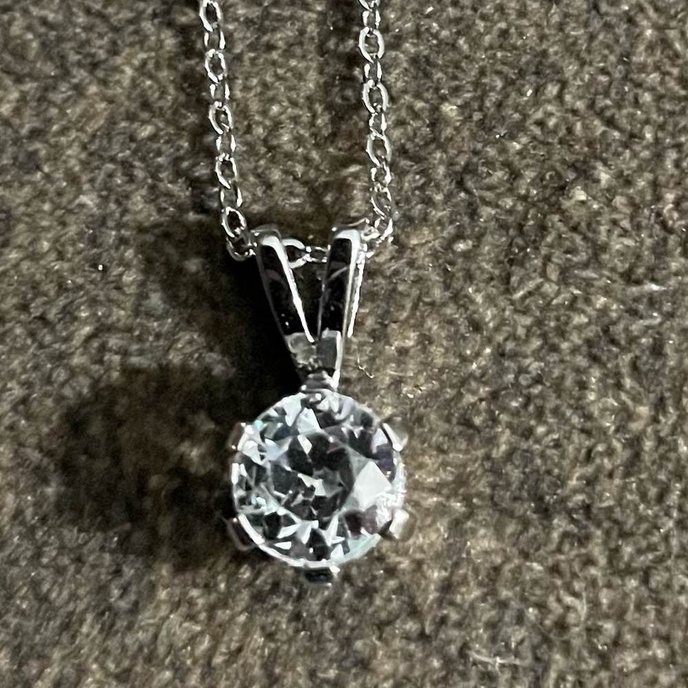 Vintage Sarah Coventry Sterling Silver Signed Single Crystal Solitaire Necklace